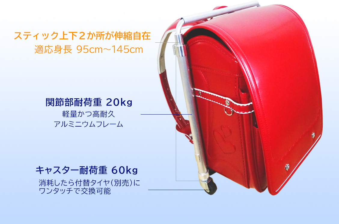 軽量かつ高耐久のアルミフレーム使用、ワンタッチ交換式高耐久タイヤ